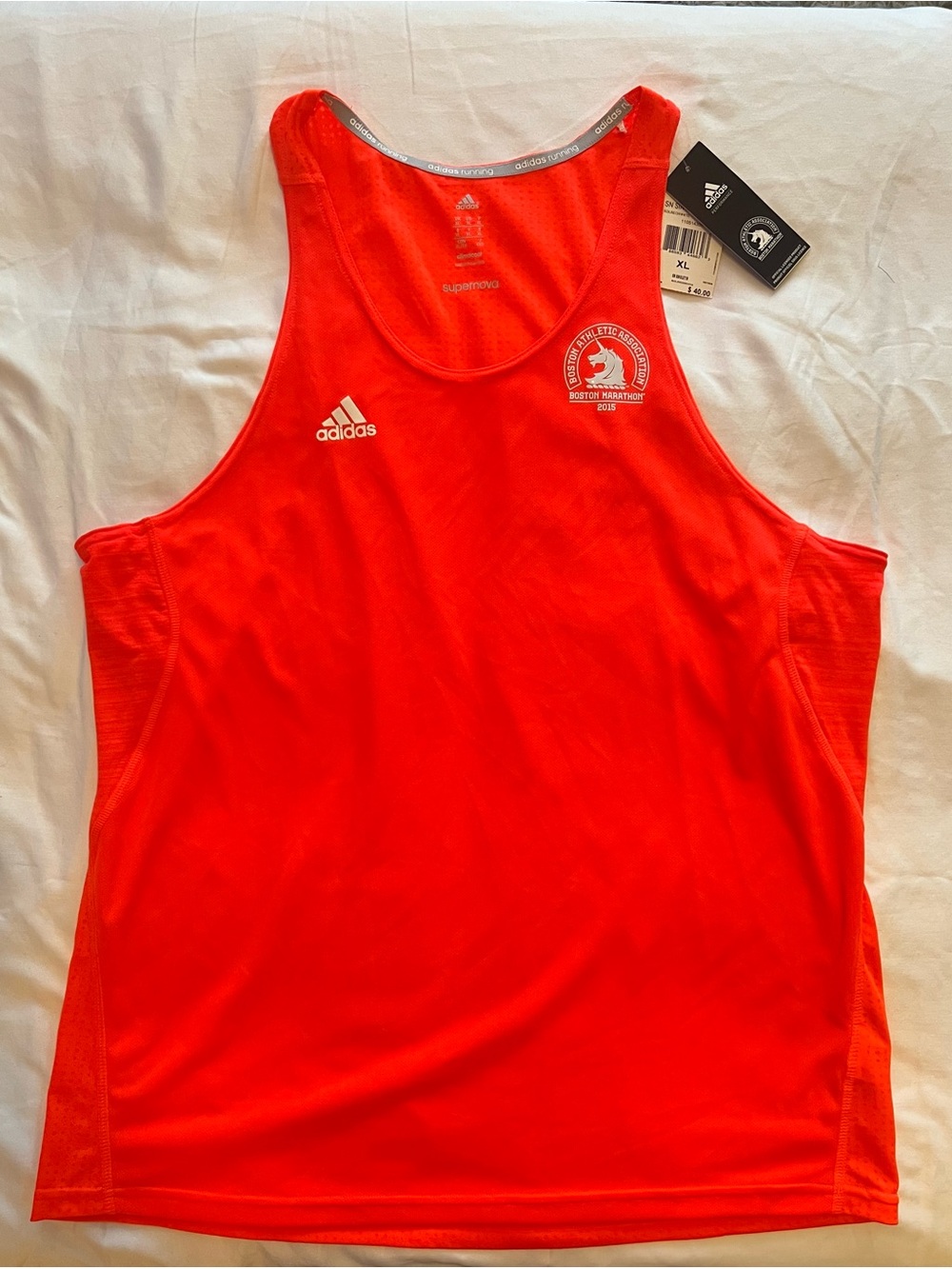 Adidas Boston Marathon 2015 Red Neon Men’s Running Tank (XL)